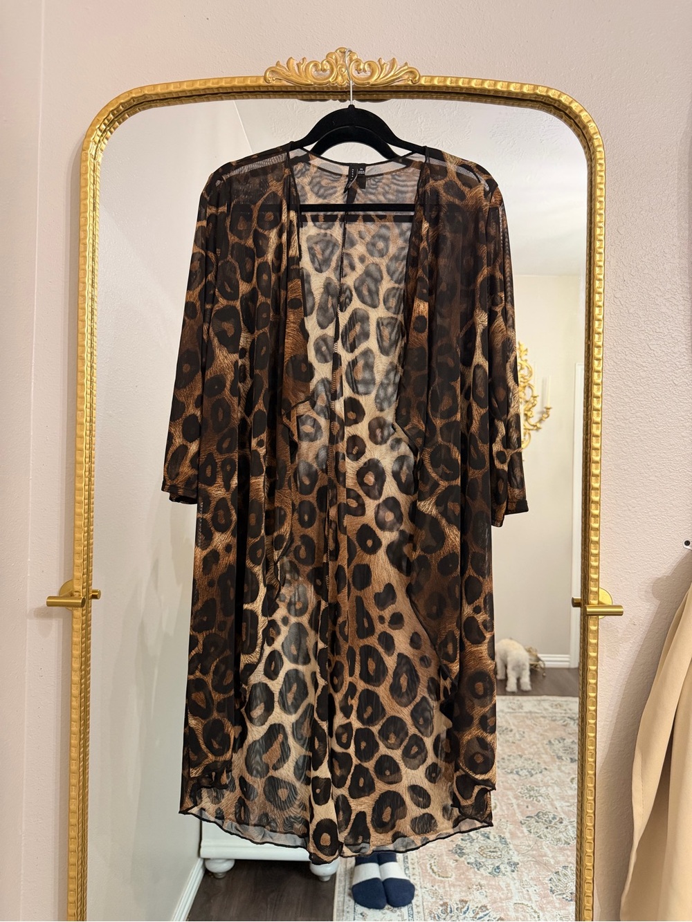 Zero + Maria Cornejo Leopard Print Sheer Top in Brown and Black